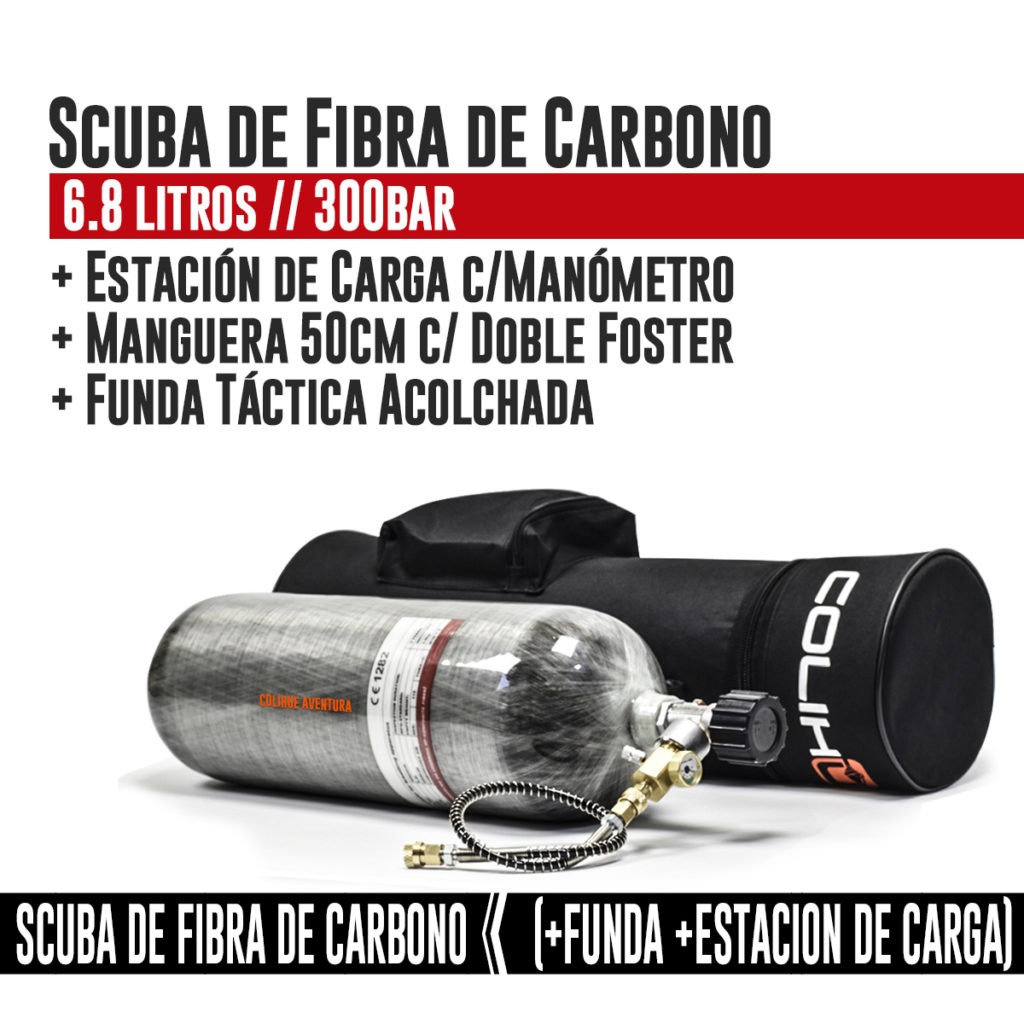 Scuba de Fibra de Carbono (300bar) + Funda Acolchada + Estacion de Carga