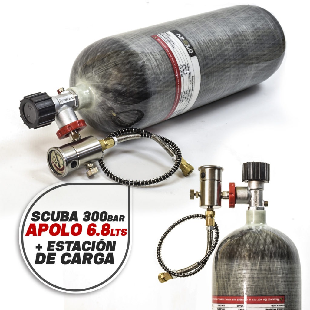 Scuba Fibra De Carbono - 300bar - 6.8lts + Estacion De Carga